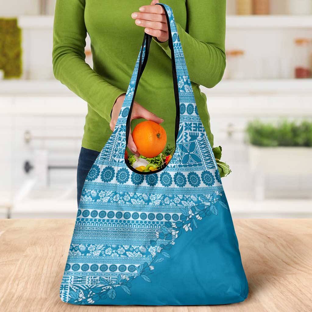 Fiji Marau na Kerisimasi Grocery Bag Aqua Tagimoucia Tapa Masi Tribal - Polynesian Pride