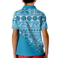 Fiji Marau na Kerisimasi Kid Polo Shirt Aqua Tagimoucia Tapa Masi Tribal - Polynesian Pride