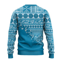 Fiji Marau na Kerisimasi Ugly Christmas Sweater Aqua Tagimoucia Tapa Masi Tribal - Polynesian Pride