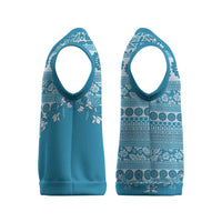 Fiji Marau na Kerisimasi Christmas Knitted V-Neck Vest Aqua Tagimoucia Tapa Masi Tribal - Polynesian Pride