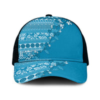 Fiji Marau na Kerisimasi Mesh Trucker Cap Aqua Tagimoucia Tapa Masi Tribal - Polynesian Pride