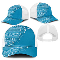 Fiji Marau na Kerisimasi Mesh Trucker Cap Aqua Tagimoucia Tapa Masi Tribal - Polynesian Pride