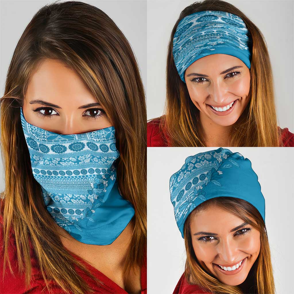 Fiji Marau na Kerisimasi Neck Gaiter Aqua Tagimoucia Tapa Masi Tribal - Polynesian Pride