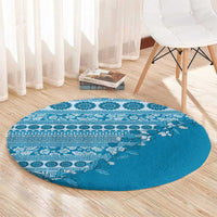 Fiji Marau na Kerisimasi Round Carpet Aqua Tagimoucia Tapa Masi Tribal - Polynesian Pride
