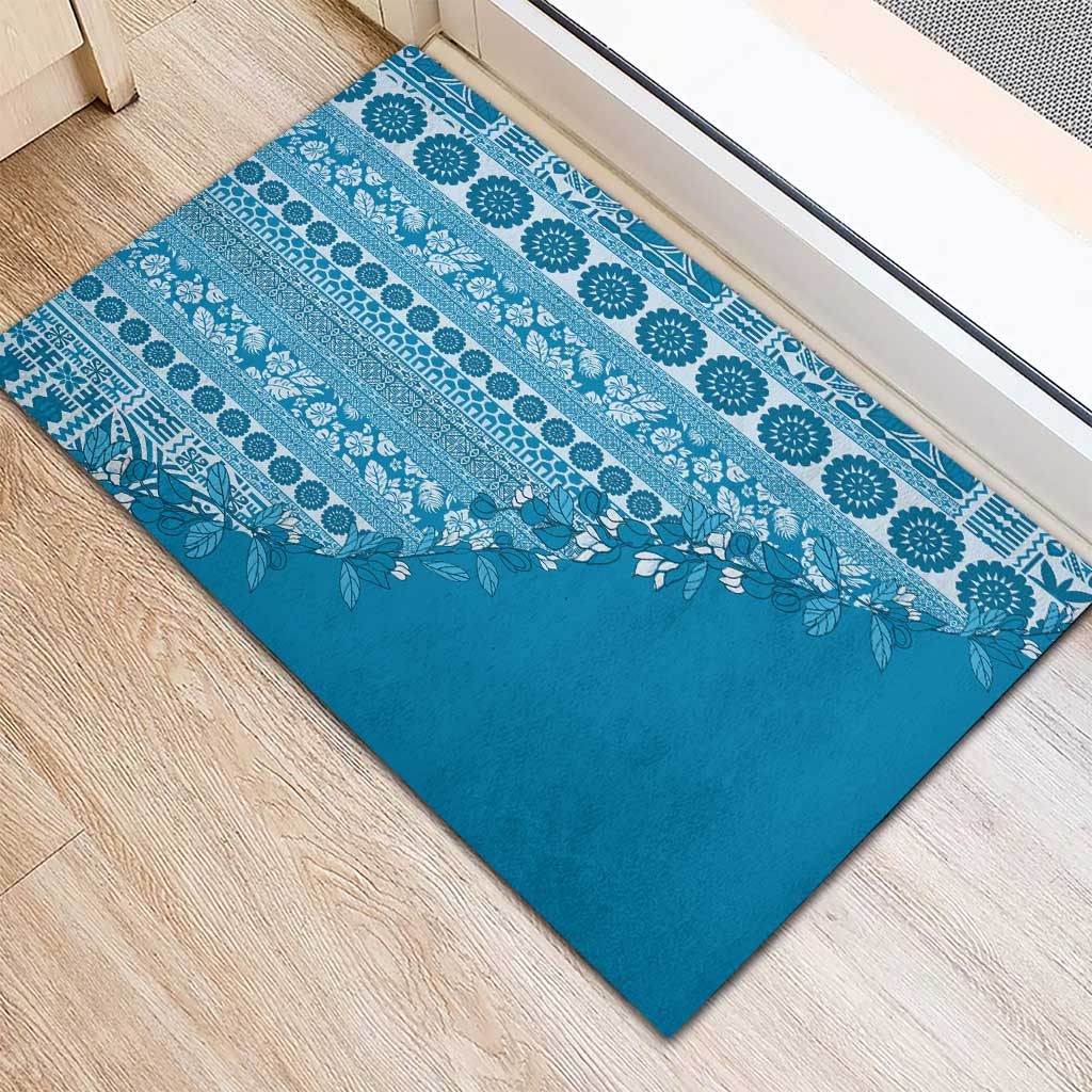Fiji Marau na Kerisimasi Rubber Doormat Aqua Tagimoucia Tapa Masi Tribal - Polynesian Pride