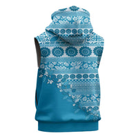 Fiji Marau na Kerisimasi Sleeveless Zip Hoodie Aqua Tagimoucia Tapa Masi Tribal - Polynesian Pride