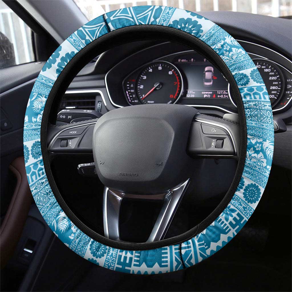 Fiji Marau na Kerisimasi Steering Wheel Cover Aqua Tagimoucia Tapa Masi Tribal - Polynesian Pride