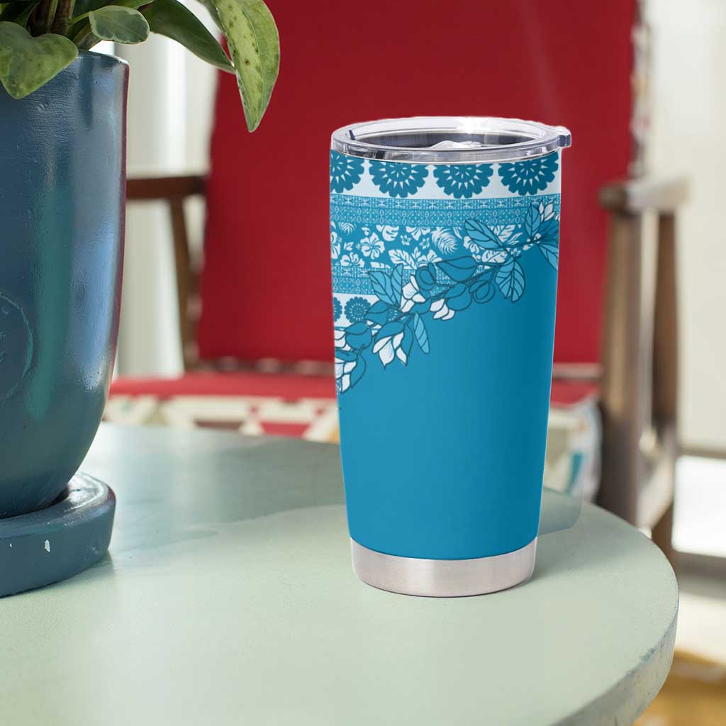 Fiji Marau na Kerisimasi Tumbler Cup Aqua Tagimoucia Tapa Masi Tribal - Polynesian Pride