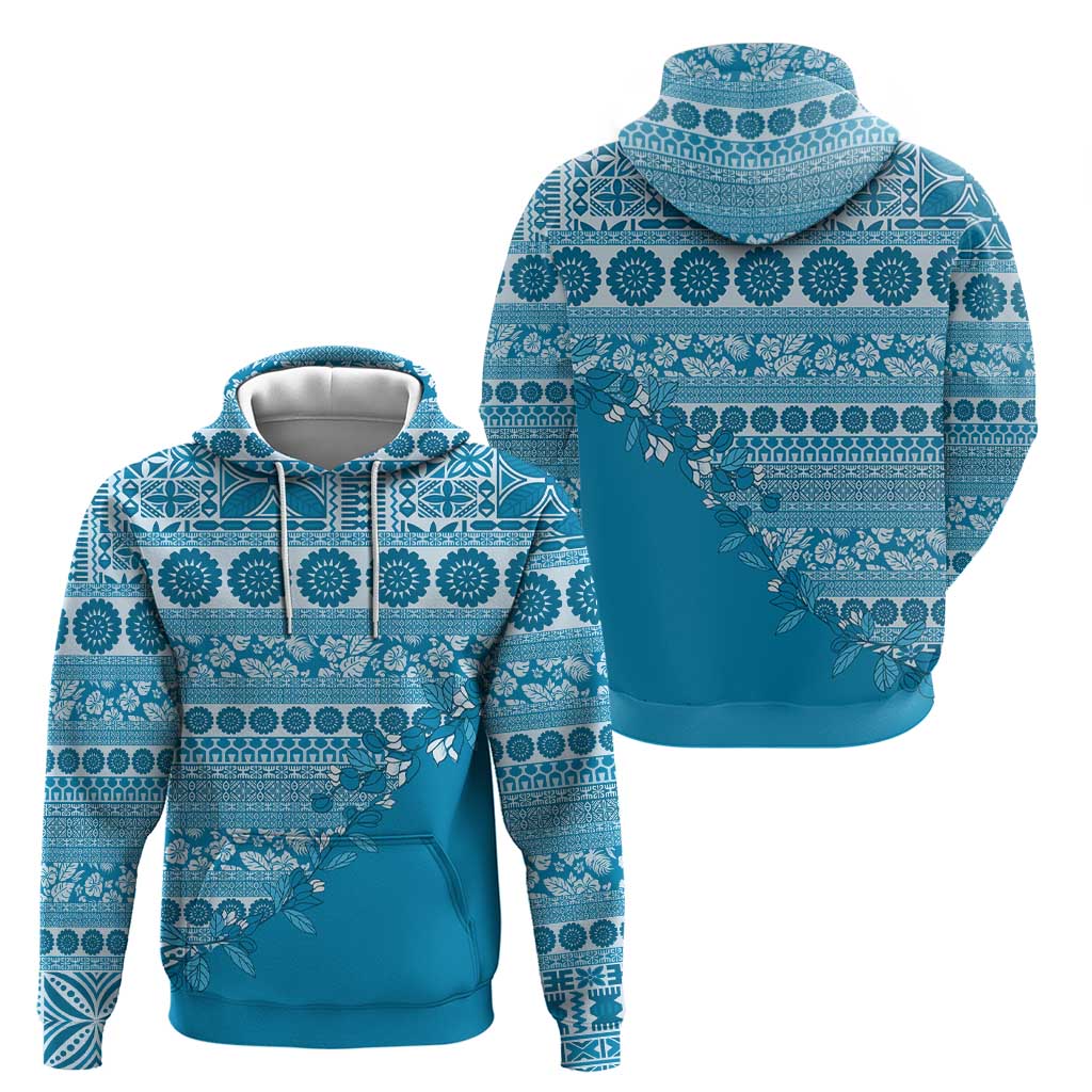Fiji Marau na Kerisimasi Zip Hoodie Aqua Tagimoucia Tapa Masi Tribal - Polynesian Pride
