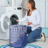 Fiji Marau na Kerisimasi Laundry Basket Blue Tagimoucia Tapa Masi Tribal - Polynesian Pride