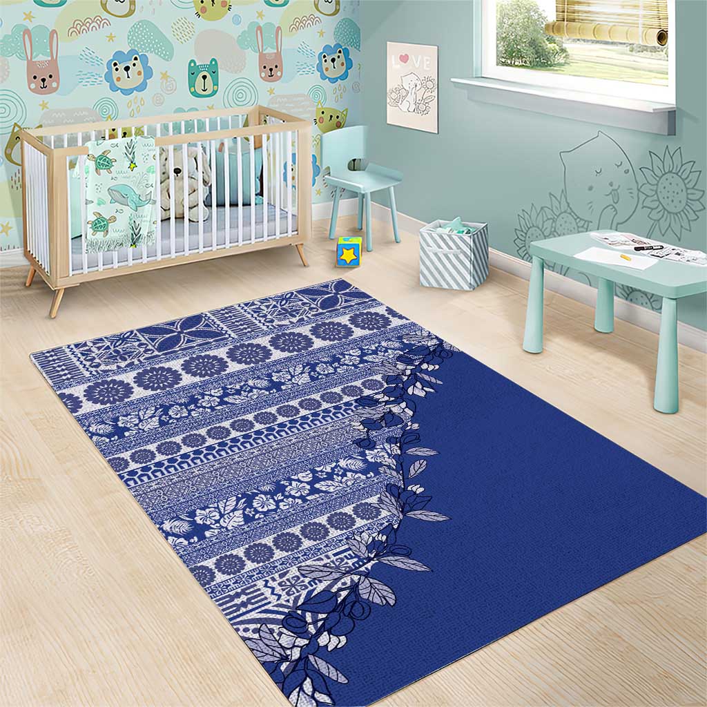 Fiji Marau na Kerisimasi Area Rug Blue Tagimoucia Tapa Masi Tribal - Polynesian Pride
