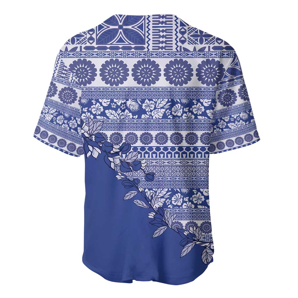 Fiji Marau na Kerisimasi Baseball Jersey Blue Tagimoucia Tapa Masi Tribal - Polynesian Pride