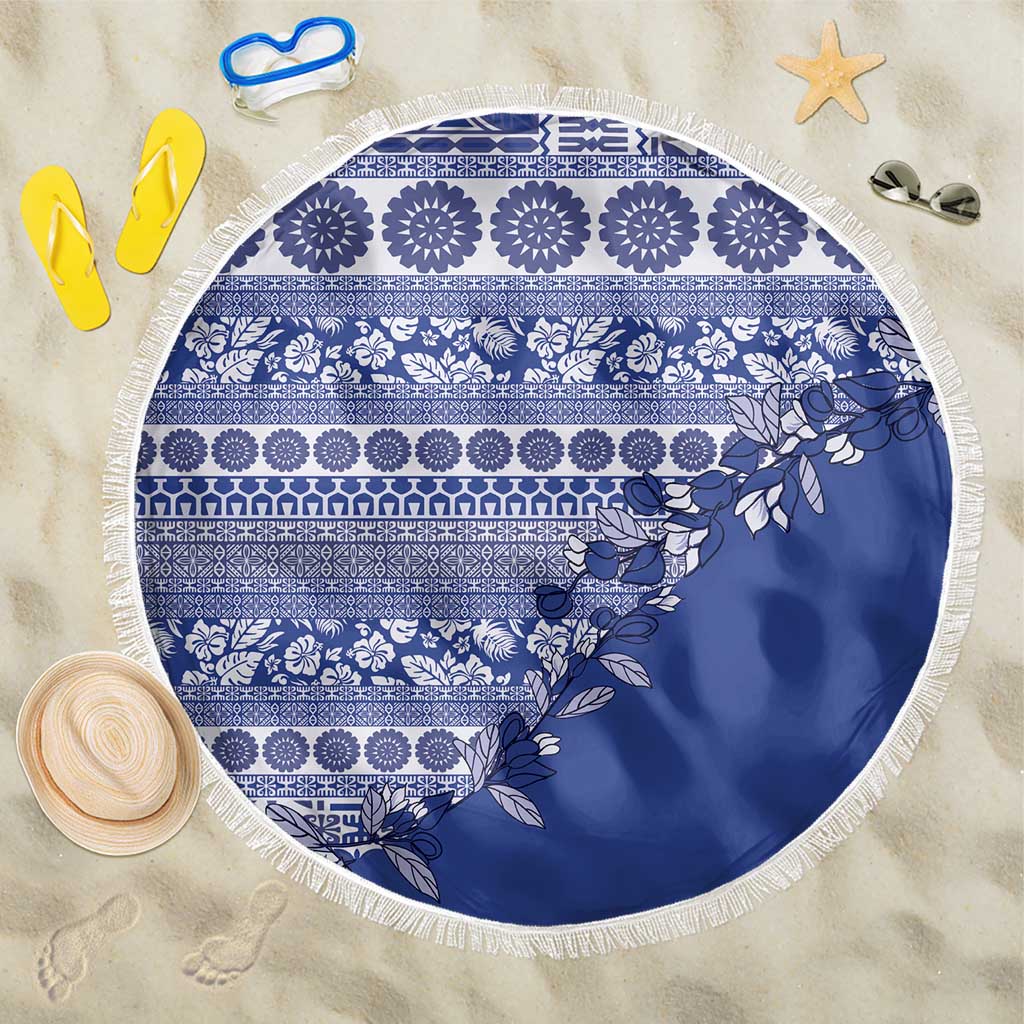 Fiji Marau na Kerisimasi Beach Blanket Blue Tagimoucia Tapa Masi Tribal - Polynesian Pride