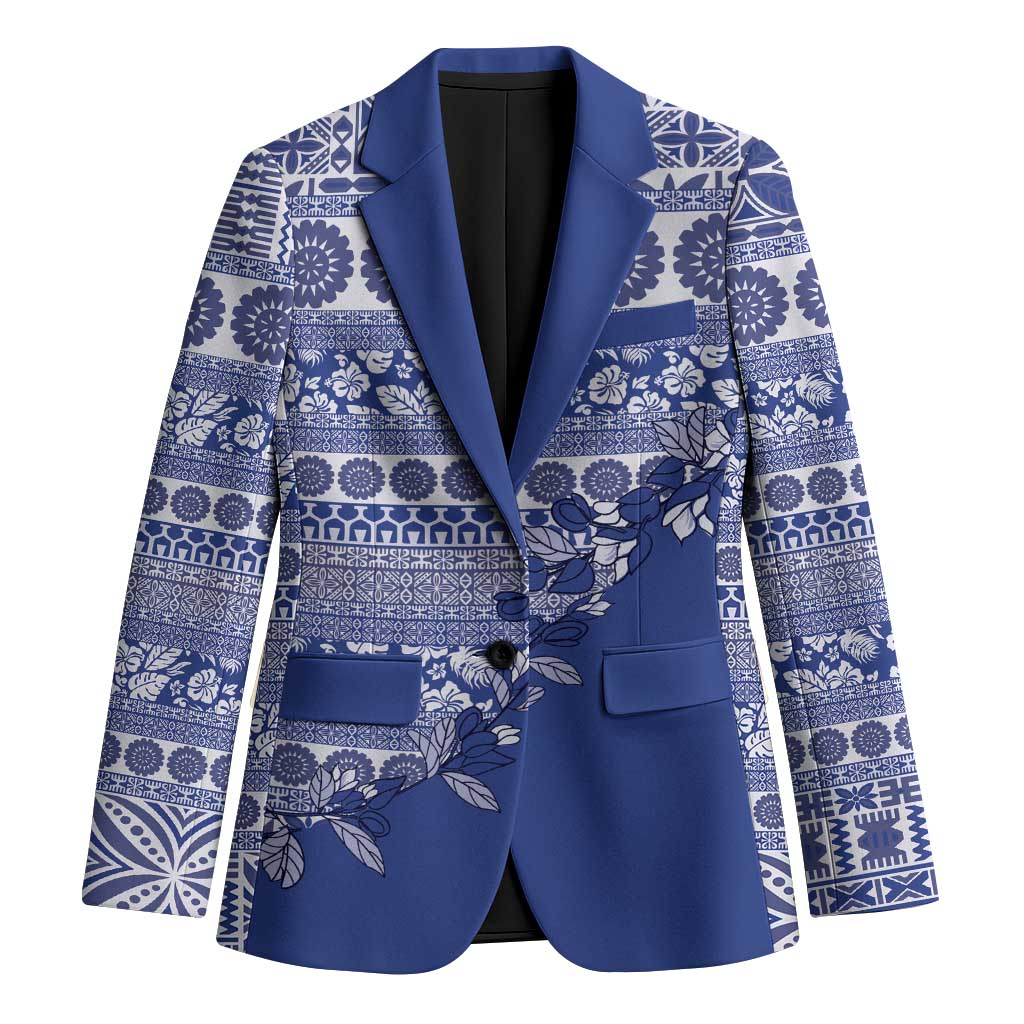 Fiji Marau na Kerisimasi Blazer Blue Tagimoucia Tapa Masi Tribal - Polynesian Pride