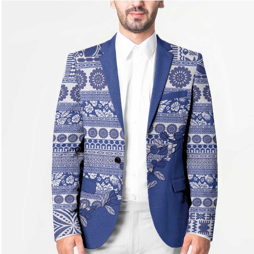 Fiji Marau na Kerisimasi Blazer Blue Tagimoucia Tapa Masi Tribal - Polynesian Pride