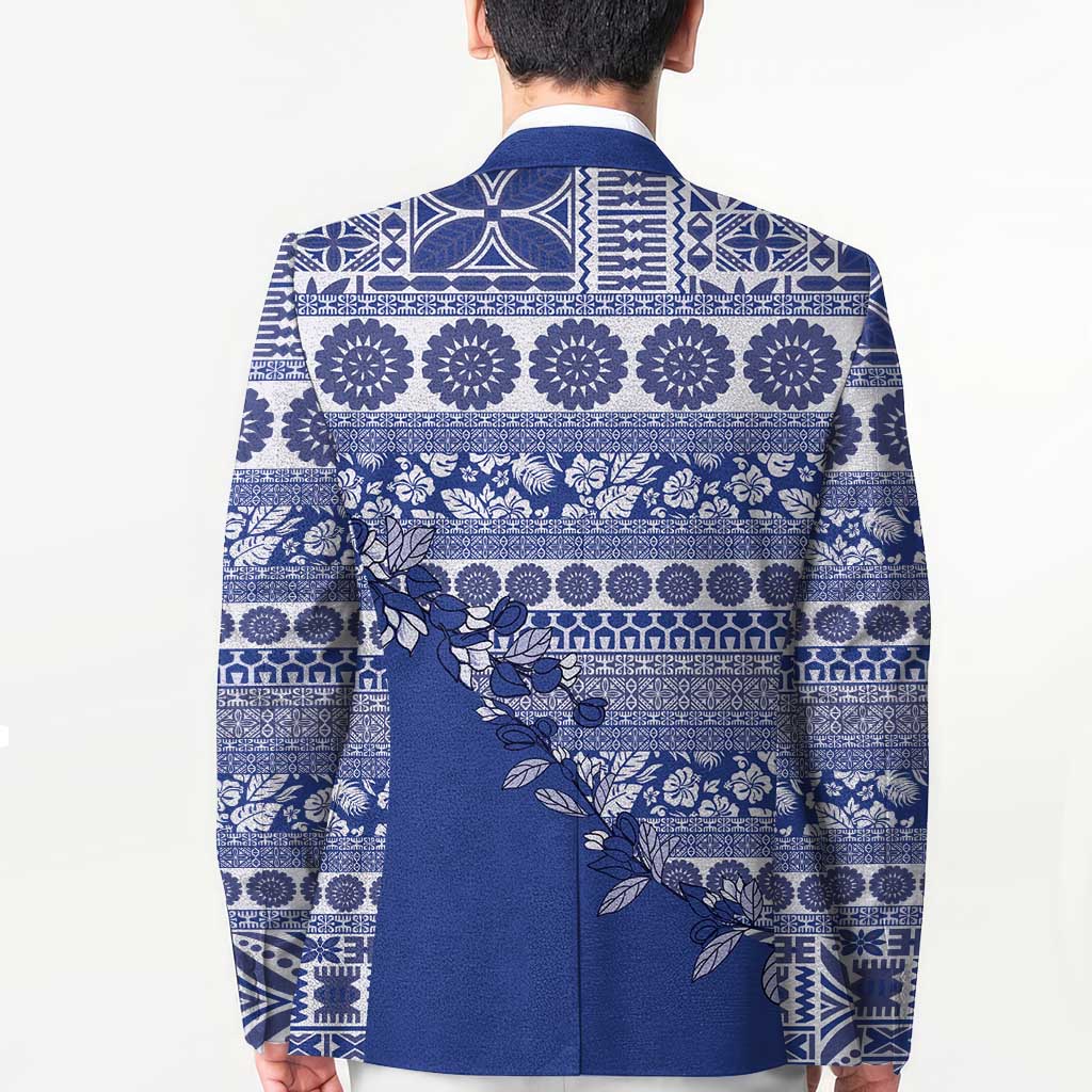 Fiji Marau na Kerisimasi Blazer Blue Tagimoucia Tapa Masi Tribal - Polynesian Pride