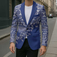 Fiji Marau na Kerisimasi Blazer Blue Tagimoucia Tapa Masi Tribal - Polynesian Pride