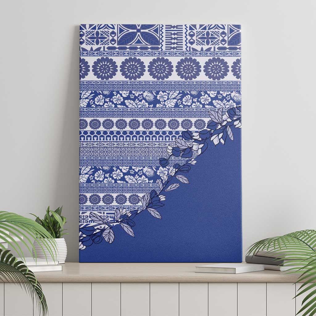 Fiji Marau na Kerisimasi Canvas Wall Art Blue Tagimoucia Tapa Masi Tribal - Polynesian Pride