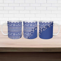 Fiji Marau na Kerisimasi Ceramic Mug Blue Tagimoucia Tapa Masi Tribal - Polynesian Pride