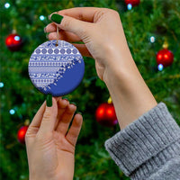 Fiji Marau na Kerisimasi Ceramic Ornament Blue Tagimoucia Tapa Masi Tribal - Polynesian Pride