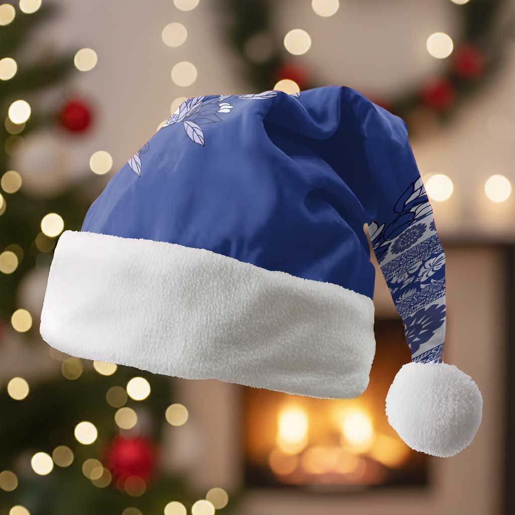 Fiji Marau na Kerisimasi Christmas Santa Hat Blue Tagimoucia Tapa Masi Tribal - Polynesian Pride