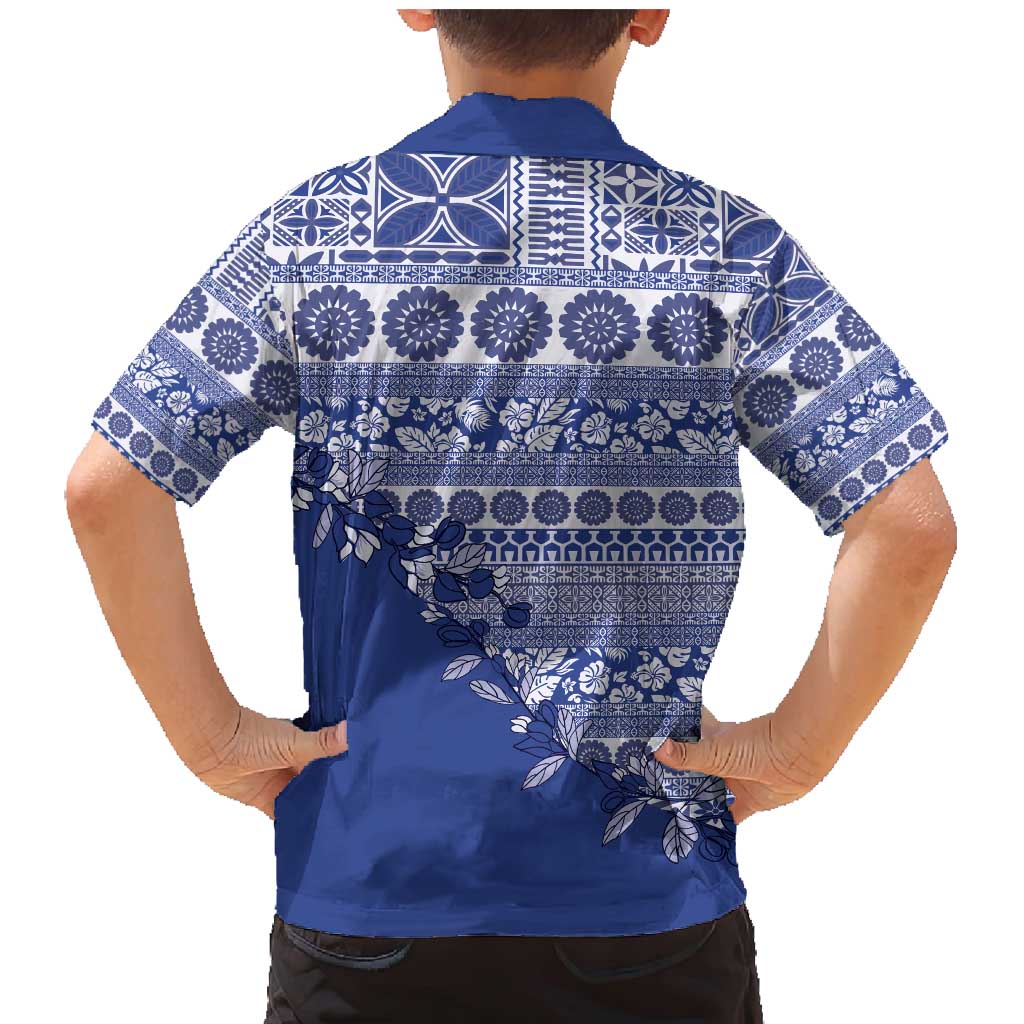 Fiji Marau na Kerisimasi Family Matching Mermaid Dress and Hawaiian Shirt Blue Tagimoucia Tapa Masi Tribal - Polynesian Pride