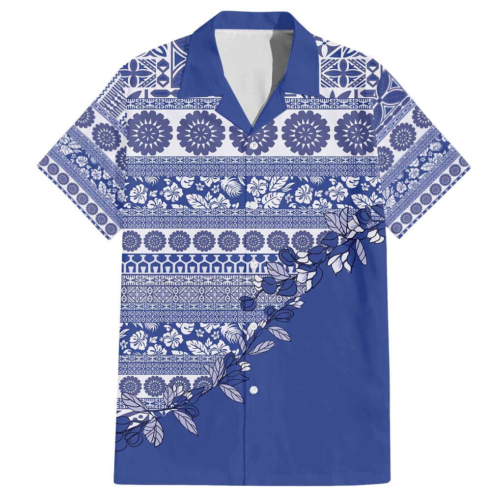 Fiji Marau na Kerisimasi Family Matching Puletasi and Hawaiian Shirt Blue Tagimoucia Tapa Masi Tribal - Polynesian Pride