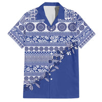 Fiji Marau na Kerisimasi Family Matching Puletasi and Hawaiian Shirt Blue Tagimoucia Tapa Masi Tribal - Polynesian Pride