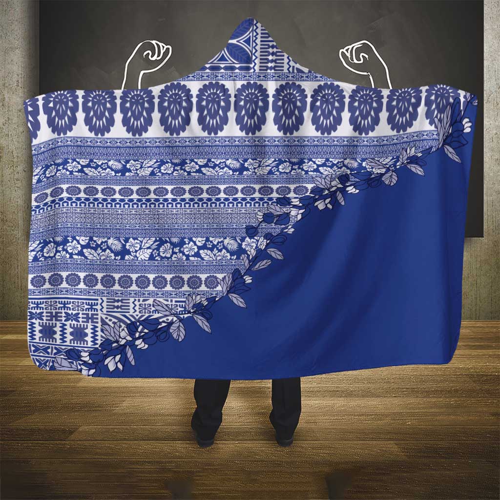 Fiji Marau na Kerisimasi Hooded Blanket Blue Tagimoucia Tapa Masi Tribal - Polynesian Pride