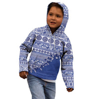 Fiji Marau na Kerisimasi Kid Hoodie Blue Tagimoucia Tapa Masi Tribal - Polynesian Pride
