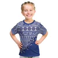 Fiji Marau na Kerisimasi Kid T Shirt Blue Tagimoucia Tapa Masi Tribal - Polynesian Pride