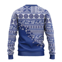 Fiji Marau na Kerisimasi Ugly Christmas Sweater Blue Tagimoucia Tapa Masi Tribal - Polynesian Pride