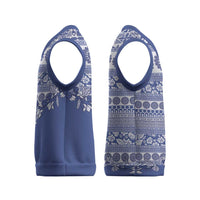 Fiji Marau na Kerisimasi Christmas Knitted V-Neck Vest Blue Tagimoucia Tapa Masi Tribal - Polynesian Pride