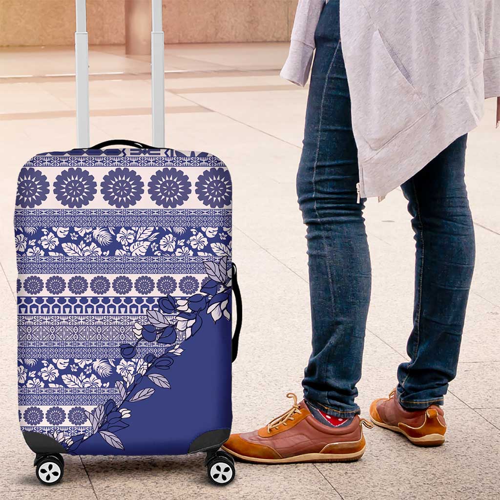 Fiji Marau na Kerisimasi Luggage Cover Blue Tagimoucia Tapa Masi Tribal - Polynesian Pride