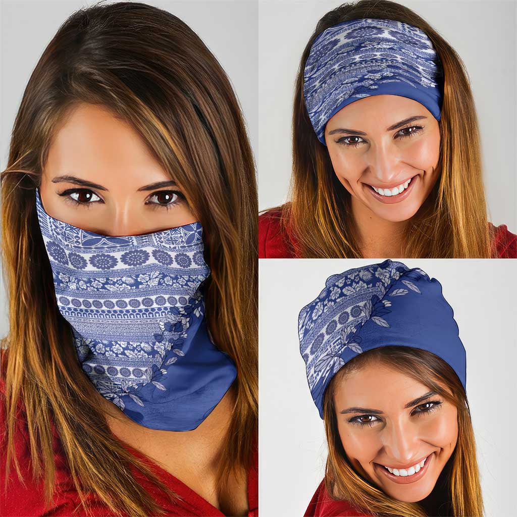 Fiji Marau na Kerisimasi Neck Gaiter Blue Tagimoucia Tapa Masi Tribal - Polynesian Pride