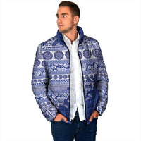Fiji Marau na Kerisimasi Padded Jacket Blue Tagimoucia Tapa Masi Tribal - Polynesian Pride