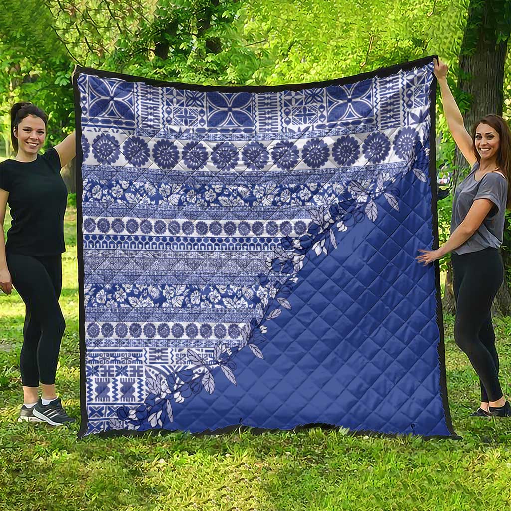 Fiji Marau na Kerisimasi Quilt Blue Tagimoucia Tapa Masi Tribal - Polynesian Pride