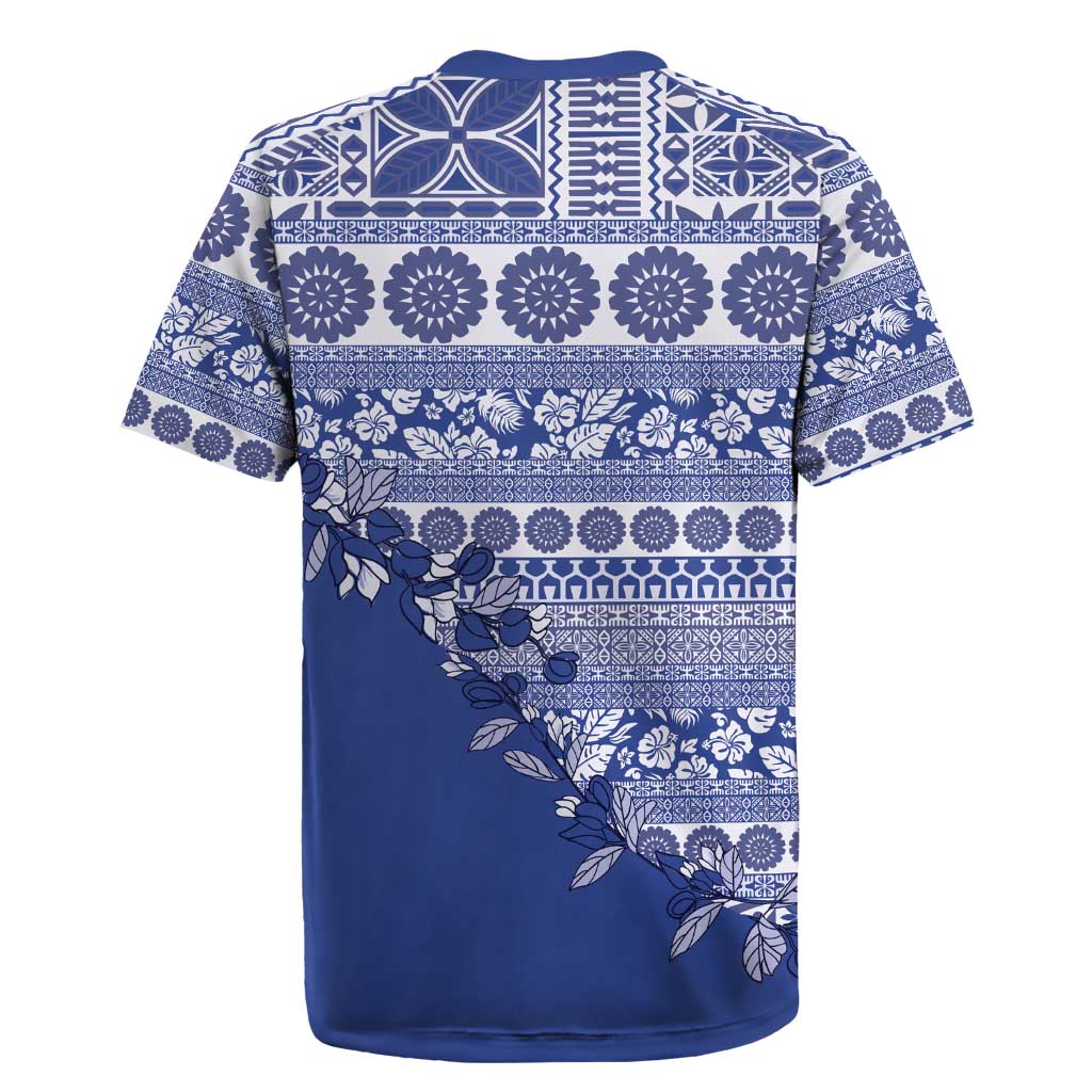 Fiji Marau na Kerisimasi Rugby Jersey Blue Tagimoucia Tapa Masi Tribal - Polynesian Pride