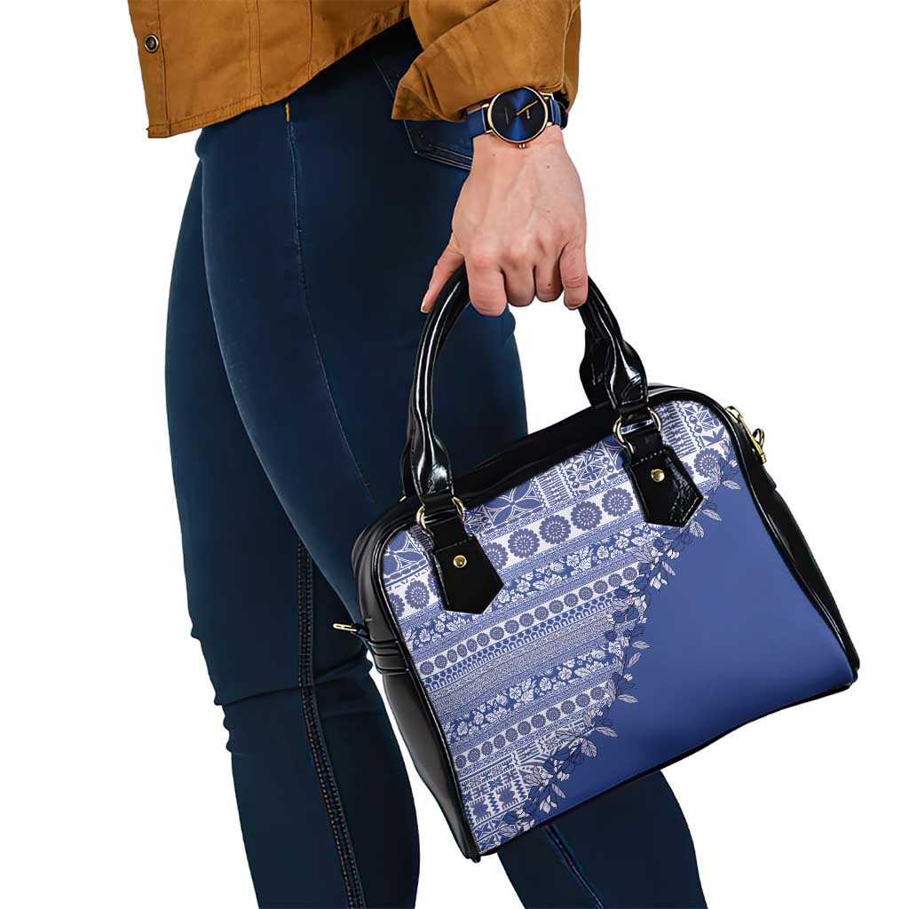 Fiji Marau na Kerisimasi Shoulder Handbag Blue Tagimoucia Tapa Masi Tribal - Polynesian Pride