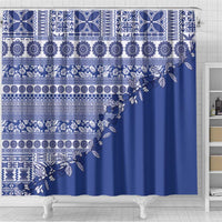 Fiji Marau na Kerisimasi Shower Curtain Blue Tagimoucia Tapa Masi Tribal - Polynesian Pride