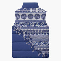 Fiji Marau na Kerisimasi Sleeveless Puffer Jacket Blue Tagimoucia Tapa Masi Tribal - Polynesian Pride
