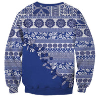 Fiji Marau na Kerisimasi Sweatshirt Blue Tagimoucia Tapa Masi Tribal - Polynesian Pride