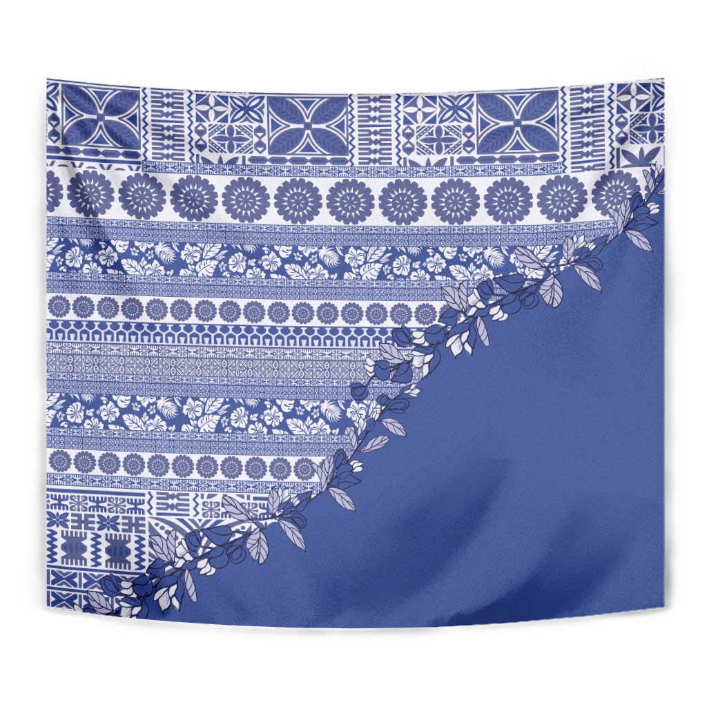 Fiji Marau na Kerisimasi Tapestry Blue Tagimoucia Tapa Masi Tribal - Polynesian Pride