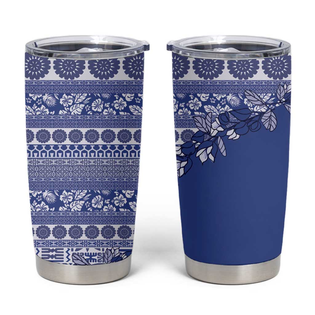 Fiji Marau na Kerisimasi Tumbler Cup Blue Tagimoucia Tapa Masi Tribal - Polynesian Pride