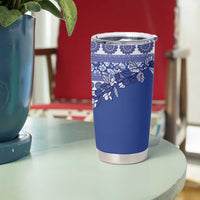 Fiji Marau na Kerisimasi Tumbler Cup Blue Tagimoucia Tapa Masi Tribal - Polynesian Pride