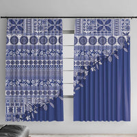 Fiji Marau na Kerisimasi Window Curtain Blue Tagimoucia Tapa Masi Tribal - Polynesian Pride