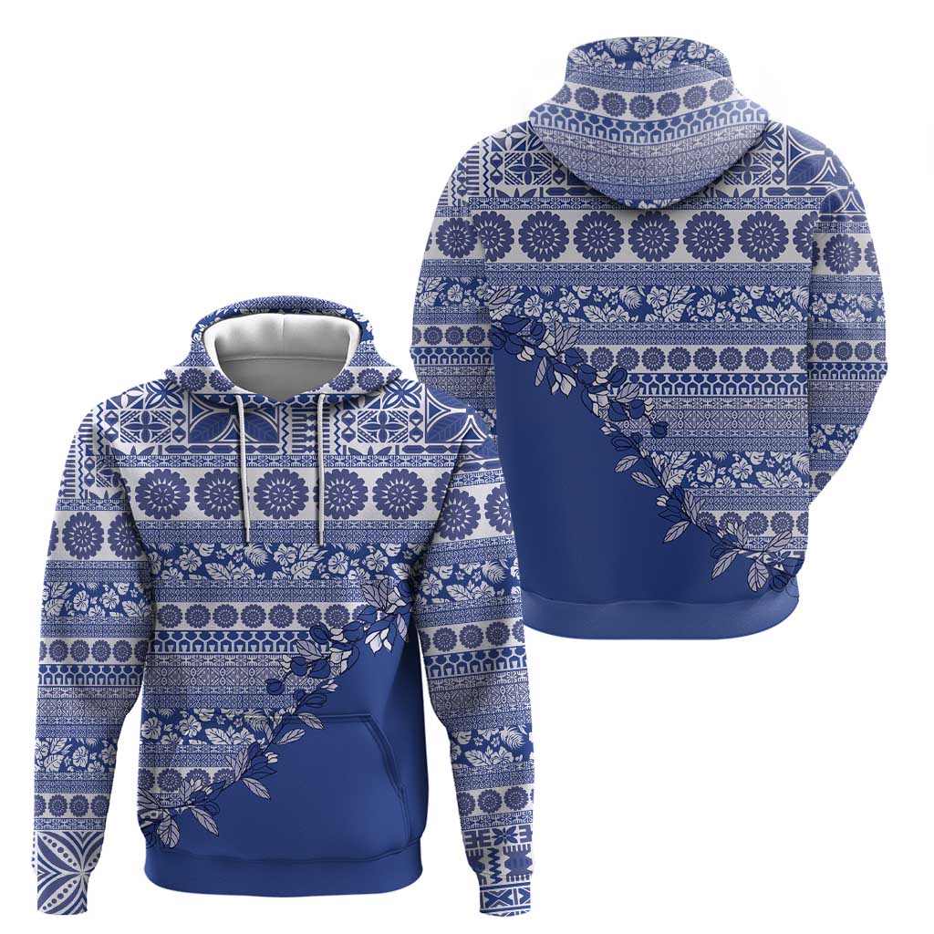Fiji Marau na Kerisimasi Zip Hoodie Blue Tagimoucia Tapa Masi Tribal - Polynesian Pride