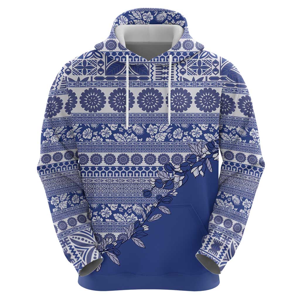 Fiji Marau na Kerisimasi Zip Hoodie Blue Tagimoucia Tapa Masi Tribal - Polynesian Pride