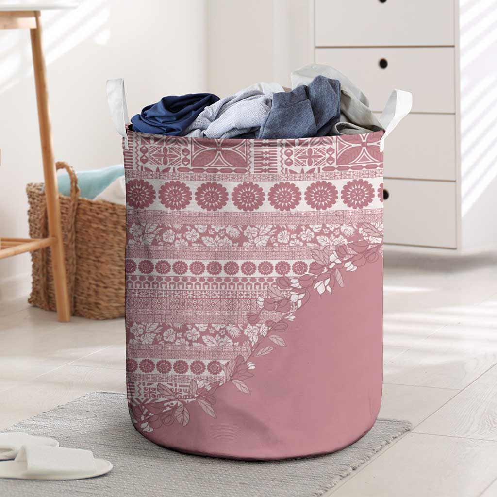 Fiji Marau na Kerisimasi Laundry Basket Dusty Rose Tagimoucia Tapa Masi Tribal - Polynesian Pride
