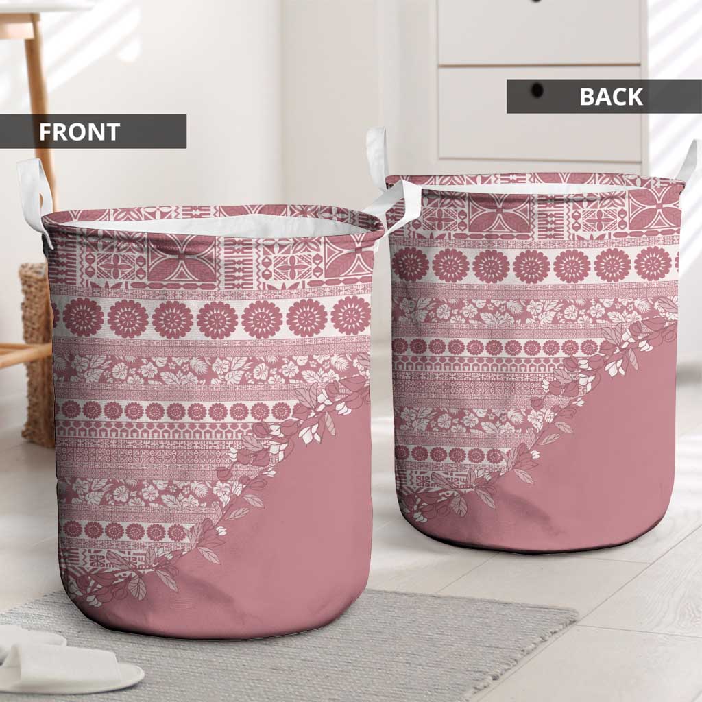 Fiji Marau na Kerisimasi Laundry Basket Dusty Rose Tagimoucia Tapa Masi Tribal - Polynesian Pride